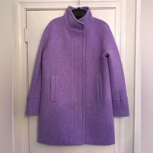 NWT J. Crew stadium-cloth cocoon coat, Heather French purple, sz. 4 (runs large)